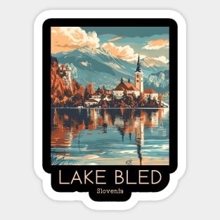 A Vintage Travel Illustration of Lake Bled - Slovenia Sticker